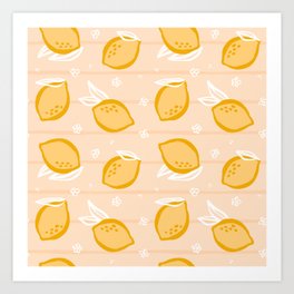 Lemon stripes yellow Art Print