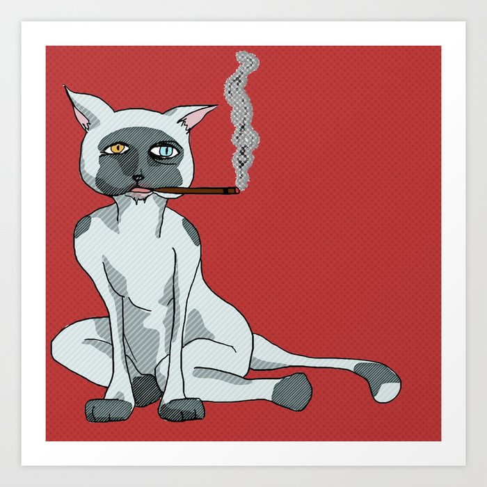 Cat with Cigarette Art Print
