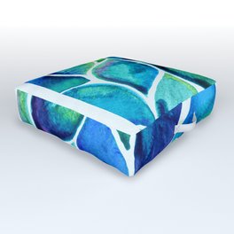 Blue-green Watercolor Leaves Outdoor Floor Cushion