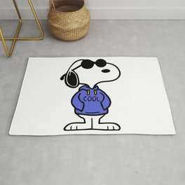 JOE Cool Famous Dog Blue  Rug | Adventure, Girl, Joecool, Comic, Hobbes, Haring, Drawing, Peanuts, Funny, Christmas 