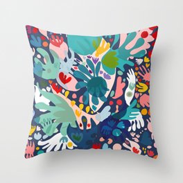 Flowers of Love Joyful Abstract Decorative Pattern Colorful  Throw Pillow