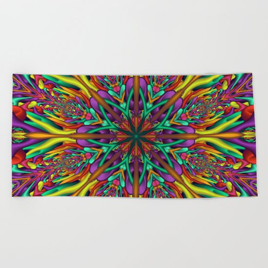 Crazy colors 3D mandala Beach Towel