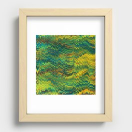 Abstract Organic Pattern Green and Yellow Recessed Framed Print