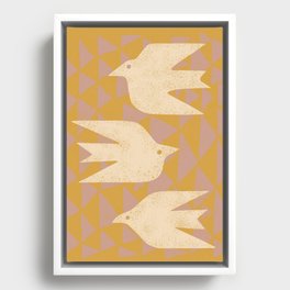 Doves In Flight (Yellow) Framed Canvas