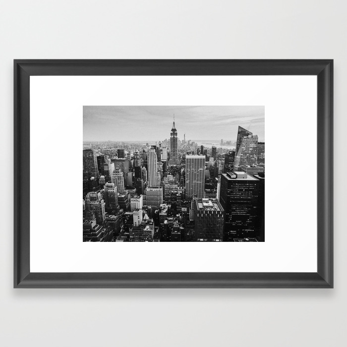 Black white nyc skyline framed art print by lenamirisola society6