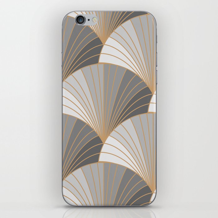 Grey elements with gold outline. seamless pattern. Art deco style. Vintage wallpaper. iPhone Skin