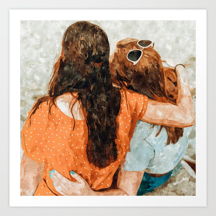 Soul Sisters | Modern Bohemian Friendship BFF Fashion | Friends Companion Summer Travel Painting Art Print