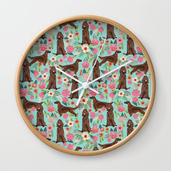 Irish Setter dog breed floral pattern gifts for dog lovers irish setters Wall Clock