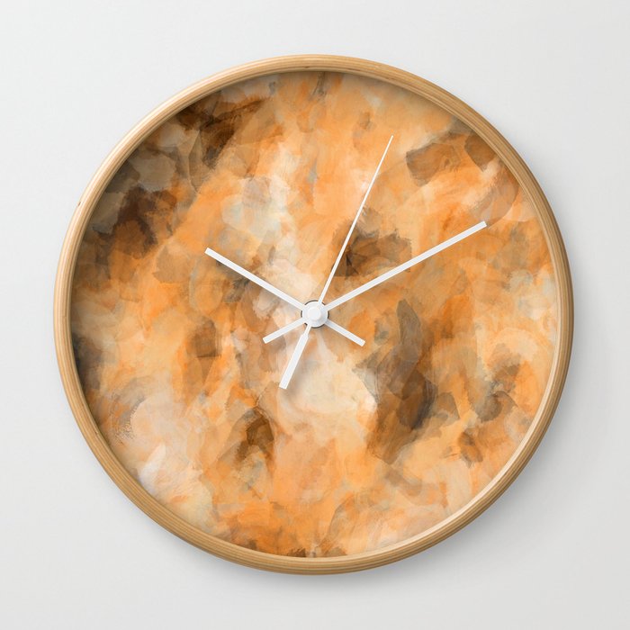 abstract splatter brush stroke painting texture background in brown Wall Clock