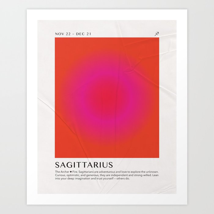Sagittarius Astrology Zodiac Aura Gradient Art Print Art Print