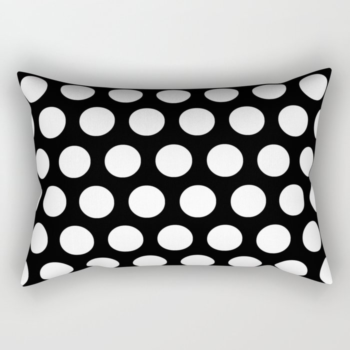 Black with White Polka Dots Rectangular Pillow