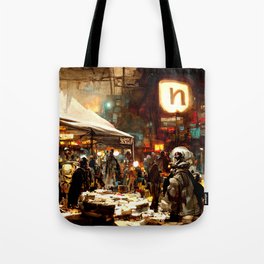 Post-Apocalyptic street market Tote Bag