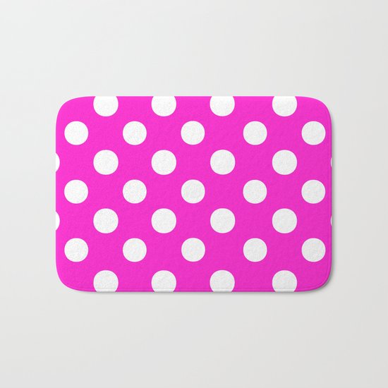 Polka Dots (White/Hot Magenta) Bath Mat