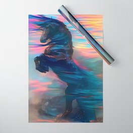 Black Arabian Horse Melted in a Sunset, Dreamy  Rainbow Unicorn Wrapping Paper | Watercolor, Unicorn, Magical, Sunset, Mythologyanimal, Modern, Washed Out, Contemporary, Arabic, Nurserycolors 