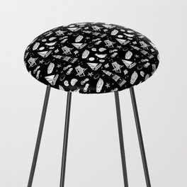 Black And White Summer Beach Elements Pattern Counter Stool