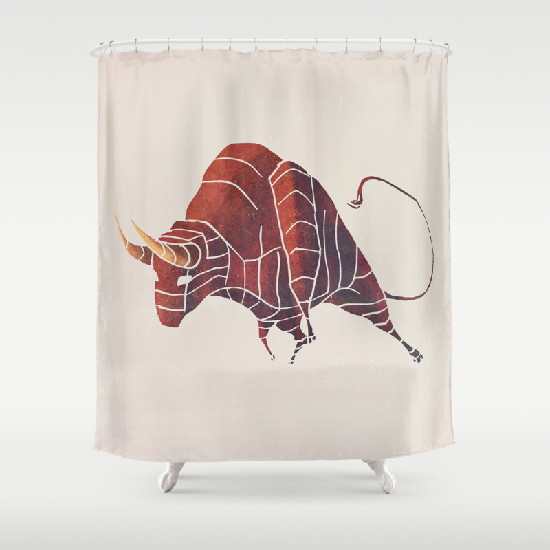 Bull Shower Curtain By Saeiart Society6, Bull Shower Curtain