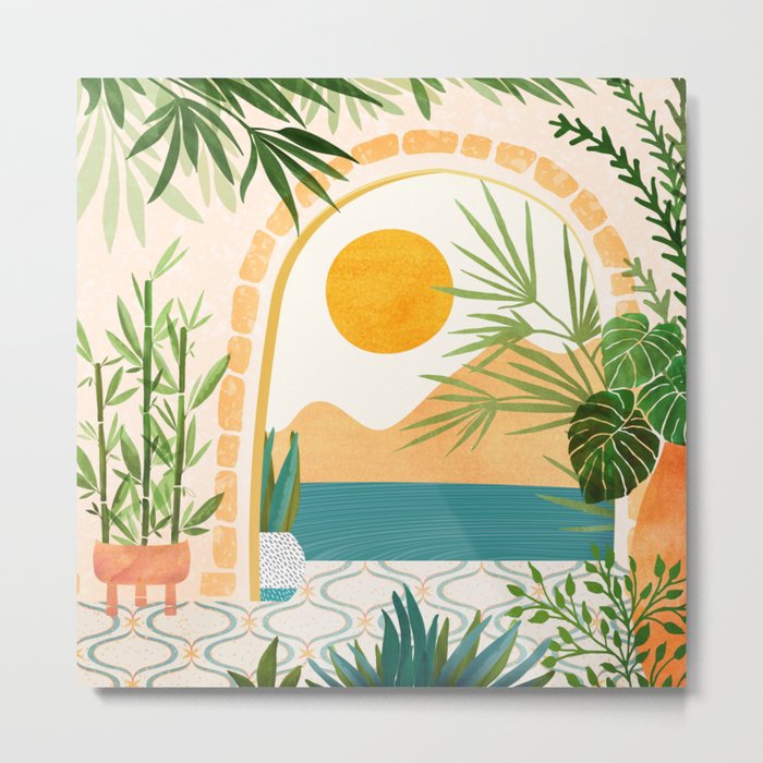 Villa View Tropical Landscape / Villa Series Metal Print