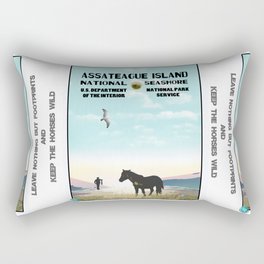 Retro WPA Style Poster Assateague Island Maryland Rectangular Pillow