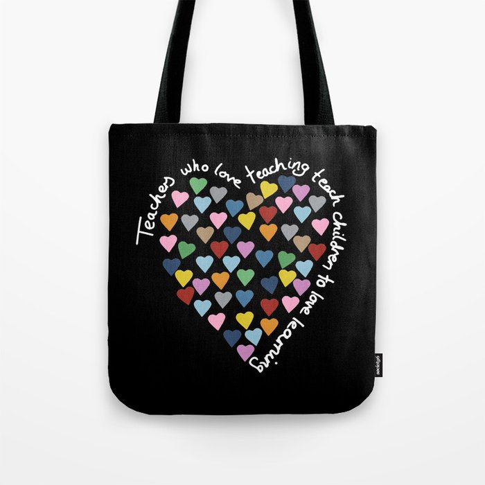 Hearts Heart Teacher Black Tote Bag