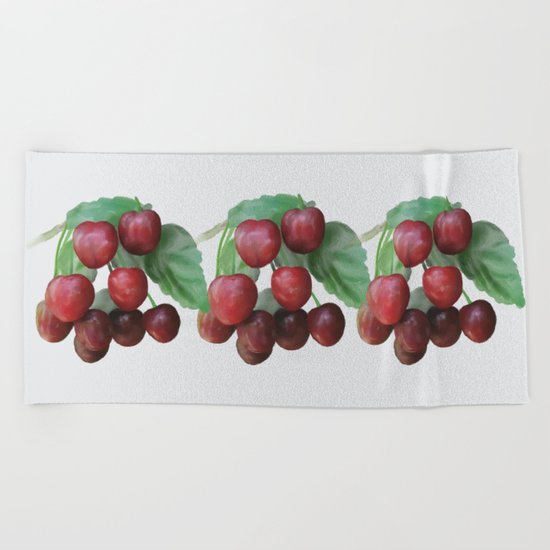 Sour Cherry, watercollor Beach Towel