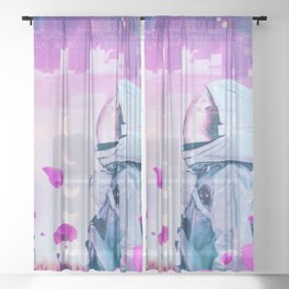 Astronaut into the Flowers Sheer Curtain