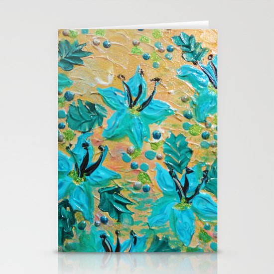 BLOOMING BEAUTIFUL - Modern Abstract Acrylic Tropical Floral Painting, Home Decor Gift for Her Stationery Cards