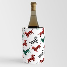 Christmas Dachshunds Red Flannel Wine Chiller