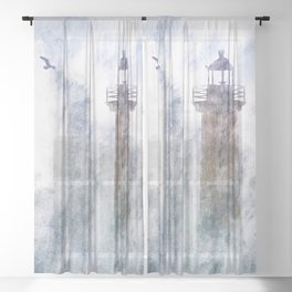 Storm in the lighthouse Sheer Curtain
