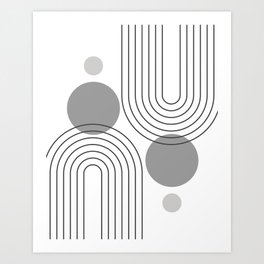 Mid Century Modern Geometric 214 in Monochrome Art Print