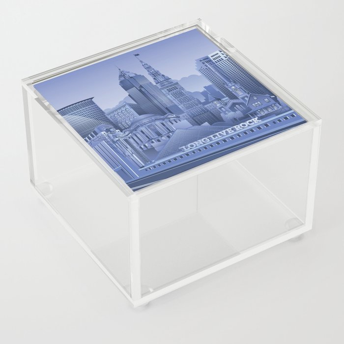 Blue Cleveland Skyline Acrylic Box