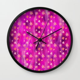 Floral Abstract Watercolor | Vintage (90s Hot Pink) Wall Clock