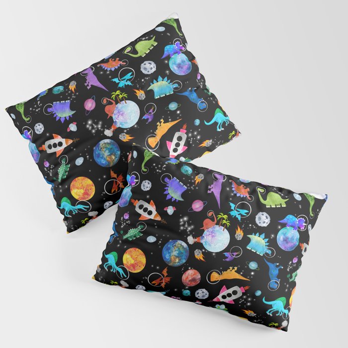 Dinosaur Astronauts In Outer Space Pillow Sham