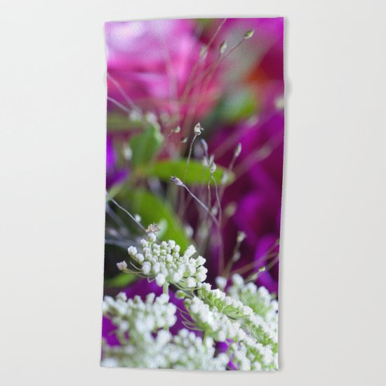 Pink & White Flower Vibes #1 #decor #art #society6 Beach Towel
