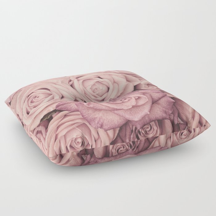 Some People Grumble - Pink Rose Pattern - Roses Garden Floor Pillow