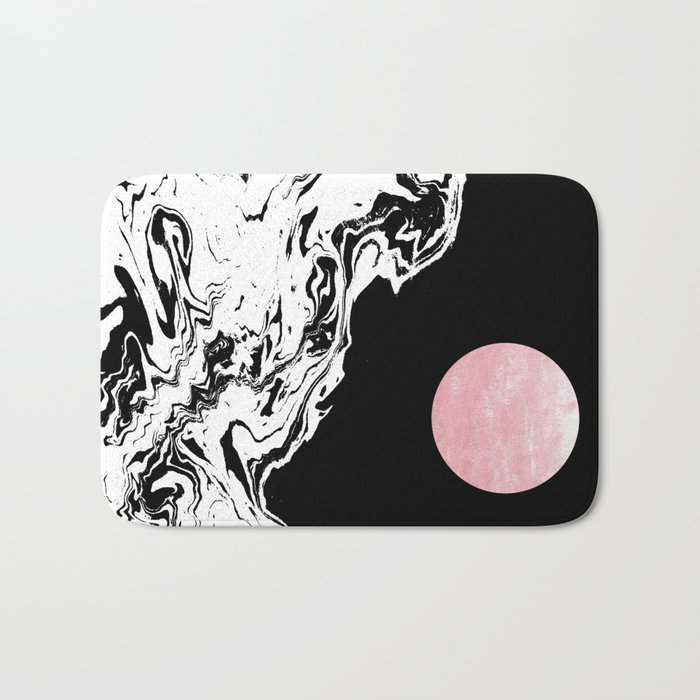 Downing - ocean sunset eclipse stars planets galaxy space abstract art swirl waves surf pink black  Bath Mat