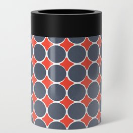 Mid Mod Retro Navy Circles With Red Diamonds Can Cooler