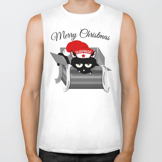 Naughty Cat Merry Christmas Biker Tank