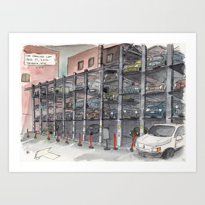 Car Parking Lift, TriBeCa, NYC Art Print