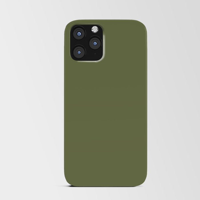 Dark Green-Brown Solid Color Pantone Calliste Green 18-0324 TCX Shades of Green Hues iPhone Card Case