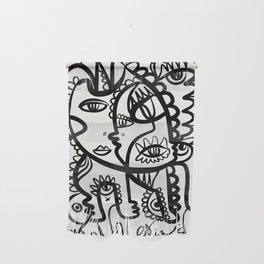 Black and White Graffiti Creatures of Love by Emmanuel Signorino  Wall Hanging