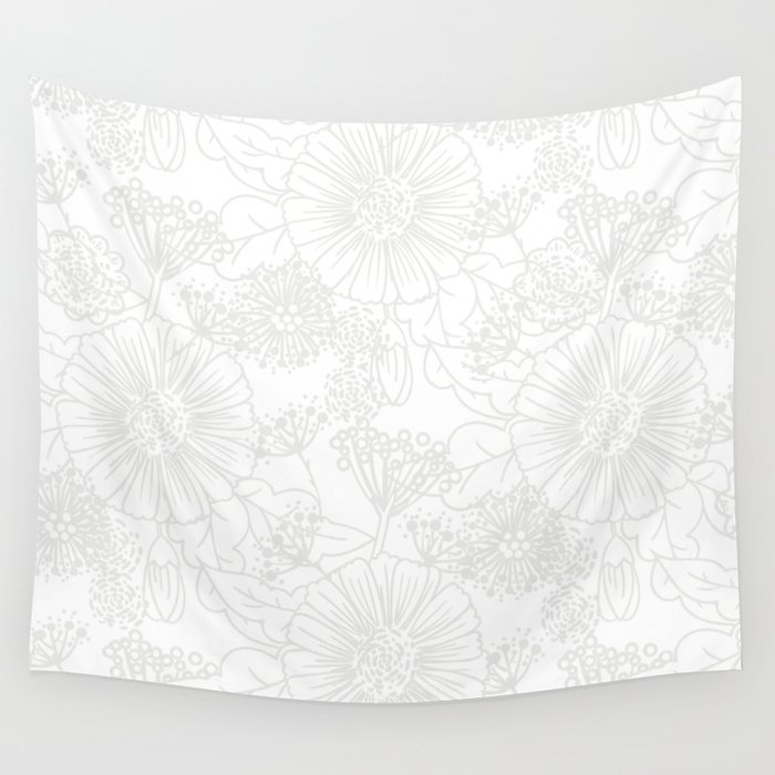 Pale Gray and White Hand Drawn Floral Pattern Pairs Dulux 2022