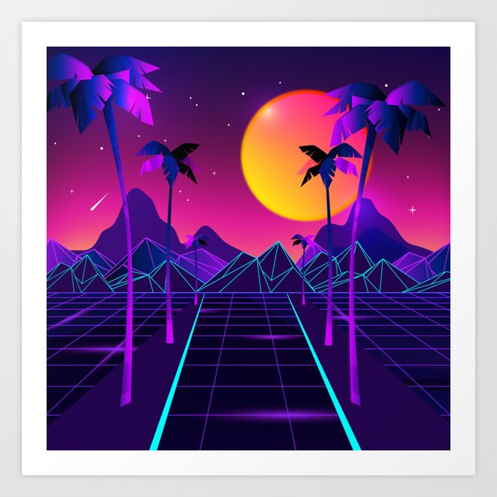 Synthwave country side Art Print