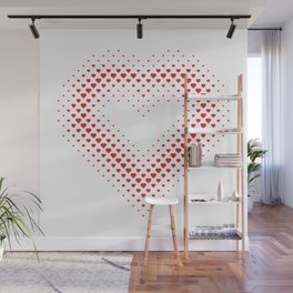 Heart Shape Halftone Dot Red Heart Pattern Wall Mural