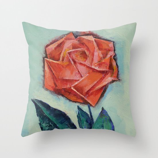 Origami Rose Throw Pillow