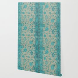 Blue floral rug Wallpaper