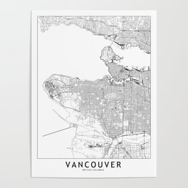 Vancouver White Map Poster
