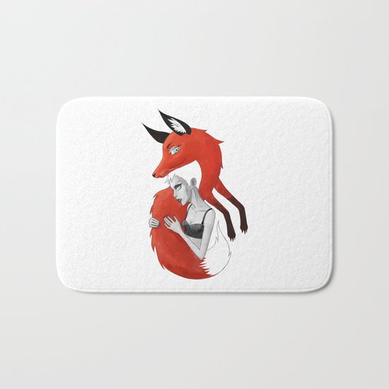 Girl and a Fox Bath Mat
