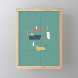 Mid Century Modern Abstract Composition 7 in Teal Framed Mini Art Print