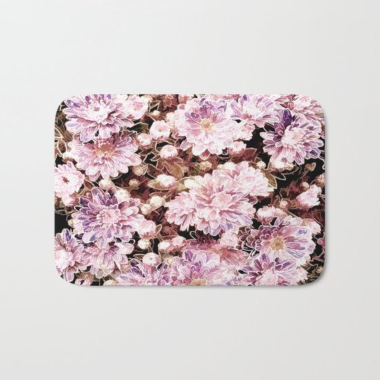 Rose And Gold Floral Bath Mat