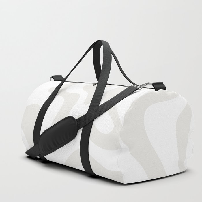 Liquid Swirl Abstract Pattern in Nearly White and Pale Stone Duffle Bag
